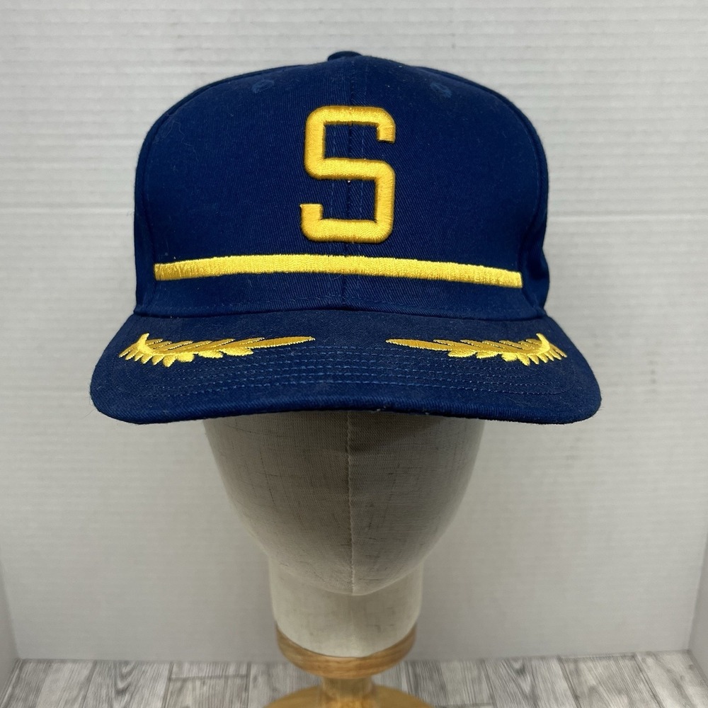 Vintage Seattle SuperSonics Alaska Airlines Snapback Hat Blue Scrambled Eggs‎ S